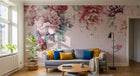 Design SL0838 — Papier peint Pivoines pourpres roses fond rose — Novomur