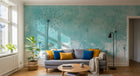 Design ZX0122 — Papier peint Pissenlits noirs ciel turquoise nuages — Novomur