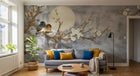 Design ZX0250 — Papier peint Branches dorees fleurs blanches lune chinois — Novomur