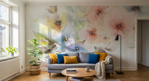 Design ZX0340 — Papier peint Bouquet floral multicolore lumineux — Novomur