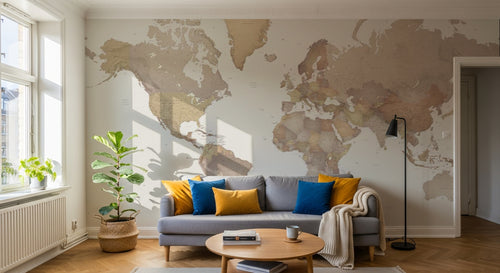 Design ZX0433 — Papier peint Carte du Monde - Collection 2 — Novomur