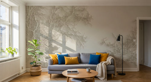 Design ZX0541 — Papier peint Branches glacees argentees fond creme — Novomur