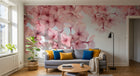 Design ZX0547 — Papier peint Cerisier rose dense fond bleu chinoiserie — Novomur