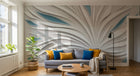 Design ZX0589 — Papier peint Fleur blanche relief 3D fond lin — Novomur