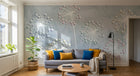 Design ZX0657 — Papier peint Pissenlits boules pastel fond bleu — Novomur