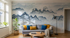 Design ZX0768 — Papier peint Paysage encre montagne cerfs barque — Novomur
