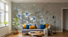 Design ZX0779 — Papier peint Magnolias bleus relief or beige — Novomur