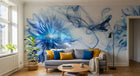 Design ZX0796 — Papier peint Fleurs bleues fumee tourbillon abstrait — Novomur