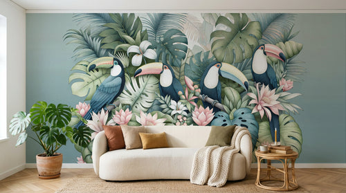 Design A0010 — Papier peint Palmier Tropical Vintage Sépia — Novomur