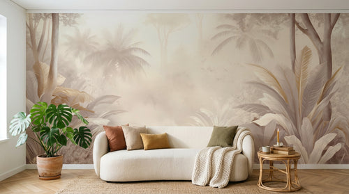 Design A0086 — Papier peint Palmier Tropical Vintage Sépia — Novomur