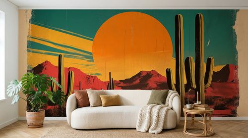 Design A0175 — Papier peint Paysage Désert et Cactus — Novomur