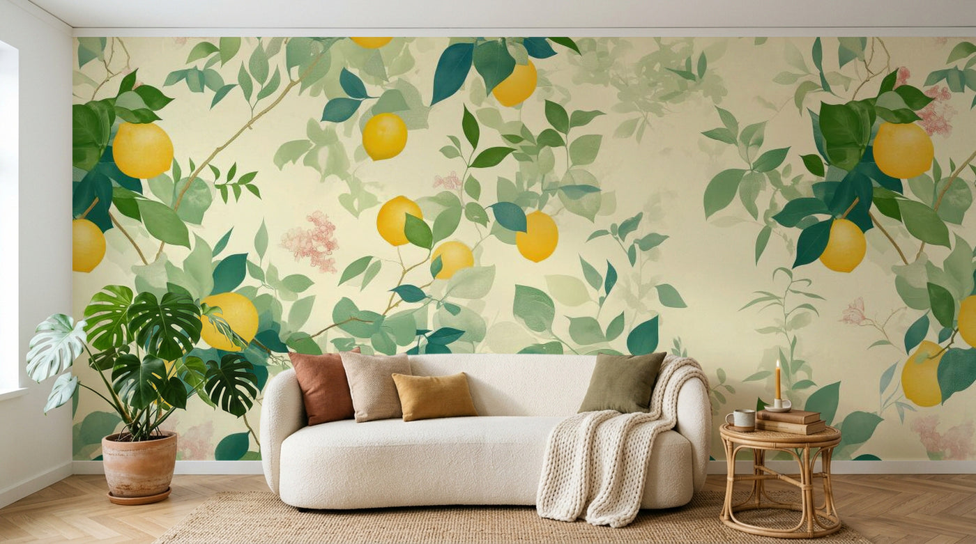 Papier peint Fruits Agrumes Beige - Sur mesure - Design A0179