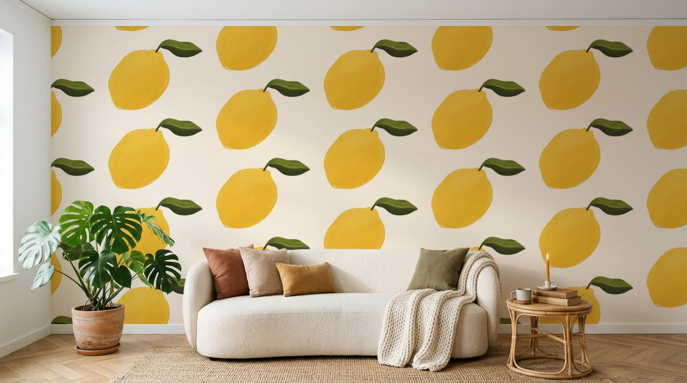 Papier peint Fruits Agrumes Beige - Sur mesure - Design A0339