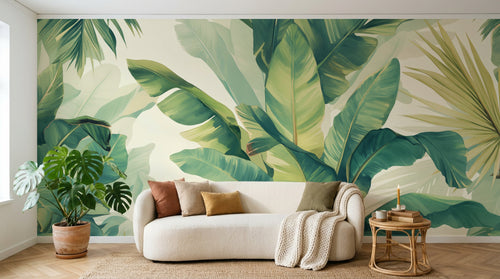 Design A0376 — Papier peint Palmier Tropical Vert - Collection 1 — Novomur