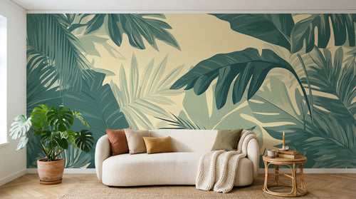Design A0611 — Papier peint Palmier Tropical Vert - Collection 3 — Novomur