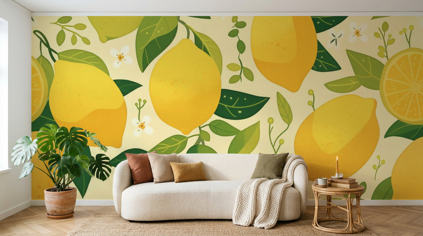 Papier peint Fruits Agrumes Beige - Sur mesure - Design A0717