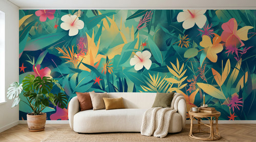 Design A0753 — Papier peint Jungle Tropicale Dense Aquarelle — Novomur