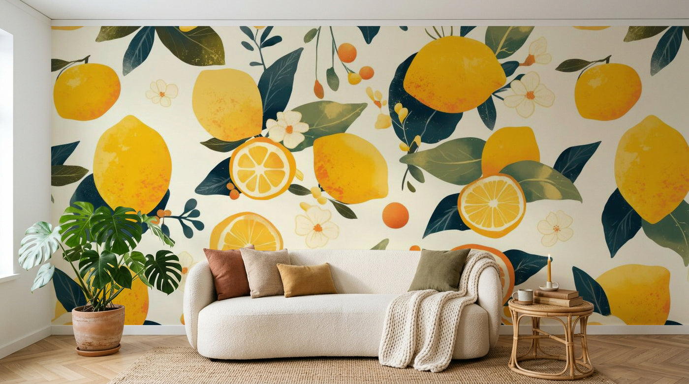 Papier peint Fruits Agrumes Beige - Sur mesure - Design A0874