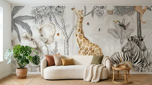 Design B003 — Papier peint Safari Savane Aquarelle - Collection 2 — Novomur
