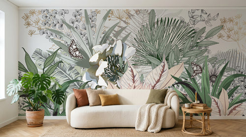 Design D0053 — Papier peint Palmier Tropical Vert - Collection 3 — Novomur