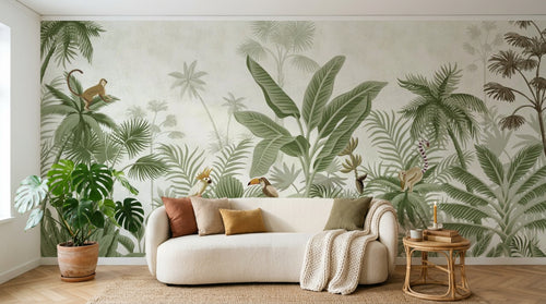 Design D0328 — Papier peint Palmier Tropical Vert - Collection 1 — Novomur