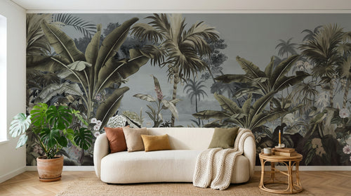 Design E0157 — Papier peint Palmier Tropical Vert - Collection 3 — Novomur