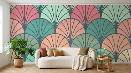 Design E0538 — Papier peint Art Déco Éventails et Or - Collection 2 — Novomur