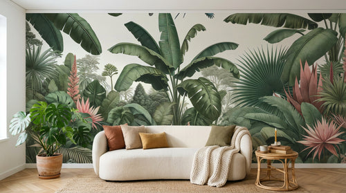 Design F0028 — Papier peint Jungle Tropicale Dense Aquarelle — Novomur