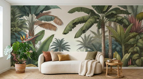 Design F0144 — Papier peint Jungle Tropicale Dense Aquarelle — Novomur
