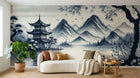 Design F0193 — Papier peint Asie Encre Bleue — Novomur