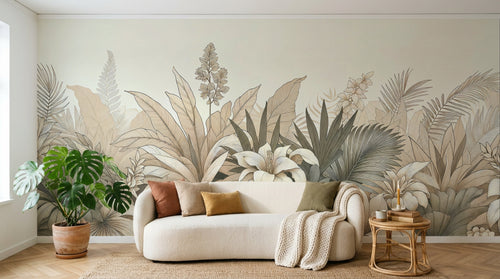 Design F0199 — Papier peint Palmier Tropical Vert - Collection 1 — Novomur