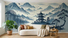 Design F0241 — Papier peint Asie Encre Bleue — Novomur