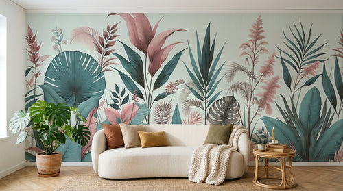 Design F0251 — Papier peint Palmier Tropical Vert - Collection 1 — Novomur