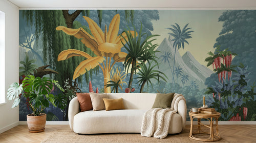Design F0415 — Papier peint Palmier Tropical Vert - Collection 3 — Novomur