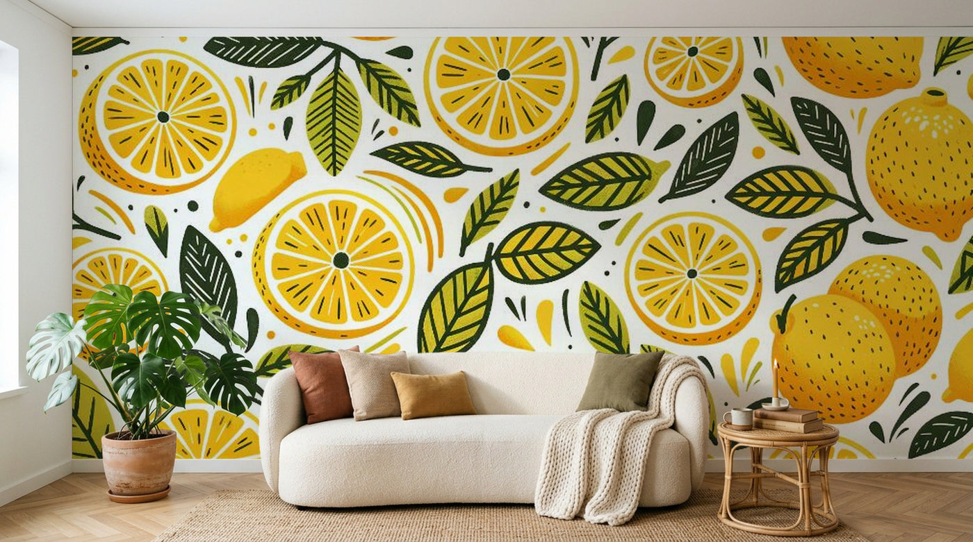 Papier peint Fruits Agrumes Beige - Sur mesure - Design F0658