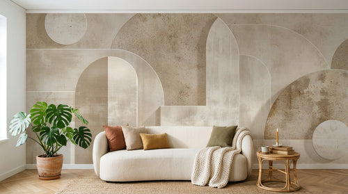 Design F0737 — Papier peint Art Abstrait Bauhaus Beige - Collection 1 — Novomur