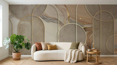 Design F0738 — Papier peint Art Abstrait Bauhaus Beige - Collection 1 — Novomur