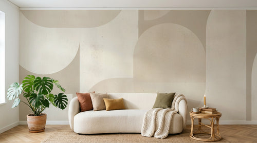 Design F0870 — Papier peint Art Abstrait Bauhaus Beige - Collection 2 — Novomur