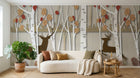 Design FC023 — Papier peint Foret bouleaux automnale cerfs — Novomur