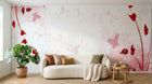 Design FC086 — Papier peint Floral abstrait eclaboussures rouge rose — Novomur