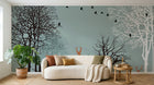 Design FC116 — Papier peint Foret hiver cerfs sautant migration — Novomur