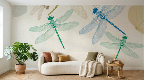 Design FC213 — Papier peint Libellules style gravure entomologique — Novomur