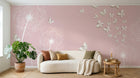 Design FC240 — Papier peint Pissenlits blancs papillons rose pale — Novomur