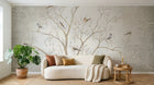 Design FC269 — Papier peint Grand arbre nu oiseaux brume — Novomur