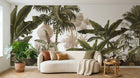 Design L0093 — Papier peint Jungle vintage palmiers et pagode — Novomur