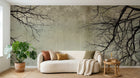 Design L0344 — Papier peint Branches nues fond gris vintage — Novomur