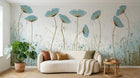 Design L0345 — Papier peint Coquelicots bleus prairie 3D relief — Novomur