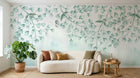 Design L0392 — Papier peint Branches feuilles vert d'eau cascade — Novomur