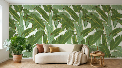 Design L0476 — Papier peint Pattern feuilles bananier vert repete — Novomur