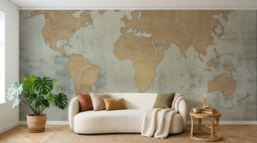 Design L0615 — Papier peint Carte du Monde - Collection 2 — Novomur